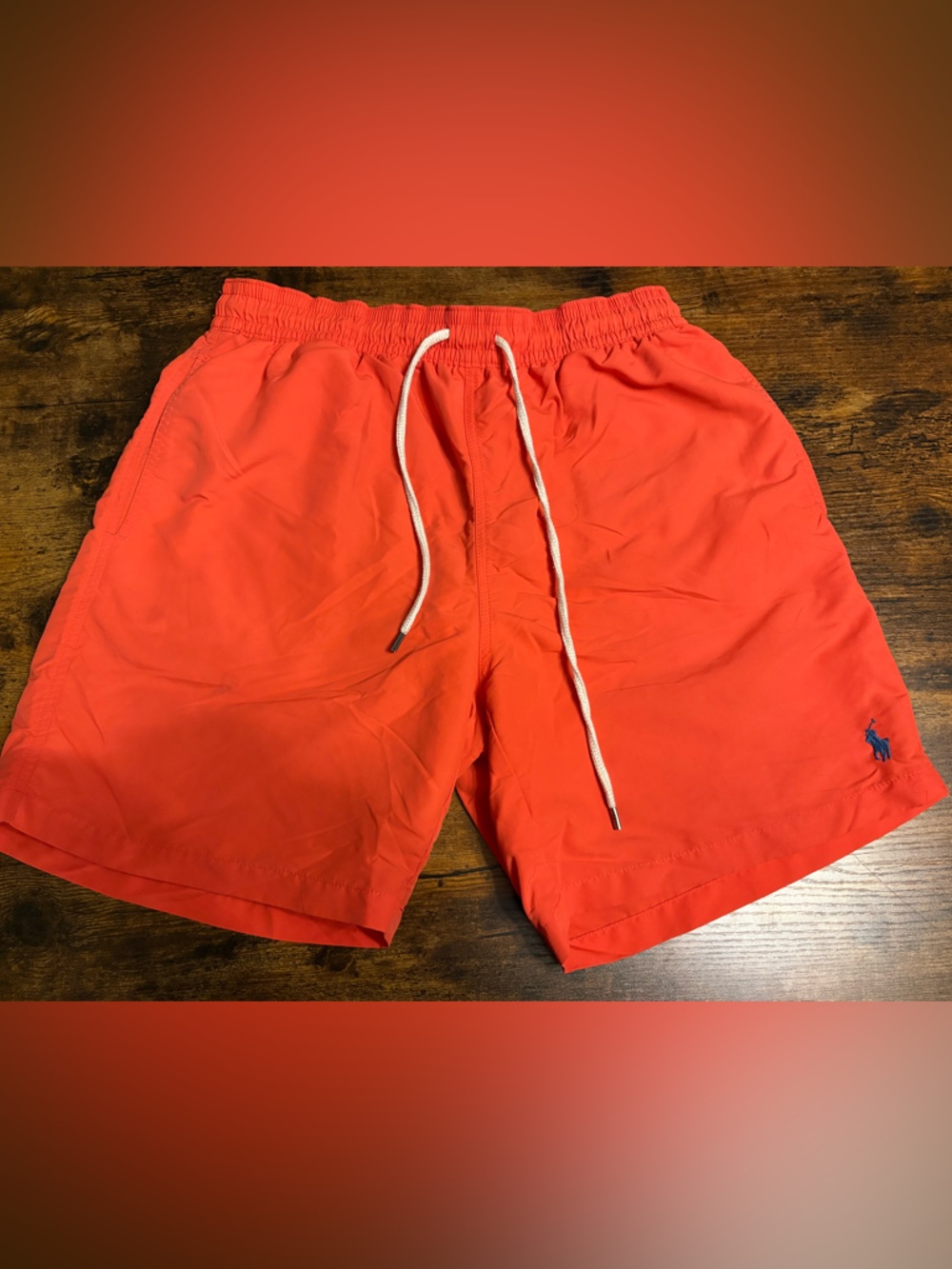 Ralph Lauren Orange Swim Trunks with White Drawstring